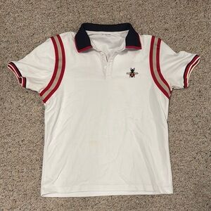 White Gucci Polo Shirt with Red Accents